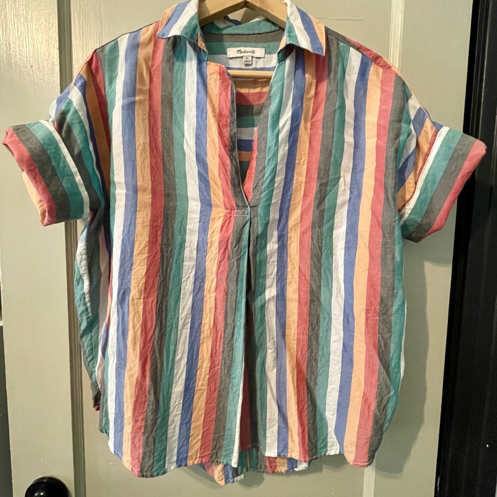 Madewell Multicolor Striped Short Sleeved Shirt XS